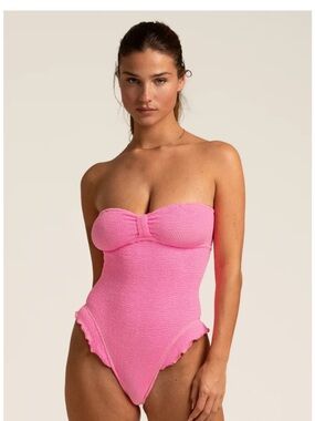 Reina Olga Textured One-Piece Swimsuit in Hot Pink one size